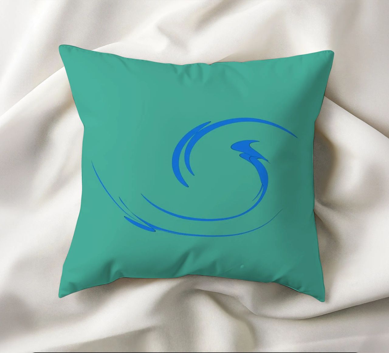 Forma dinamica circolare astratta in blu cuscino da Something for you