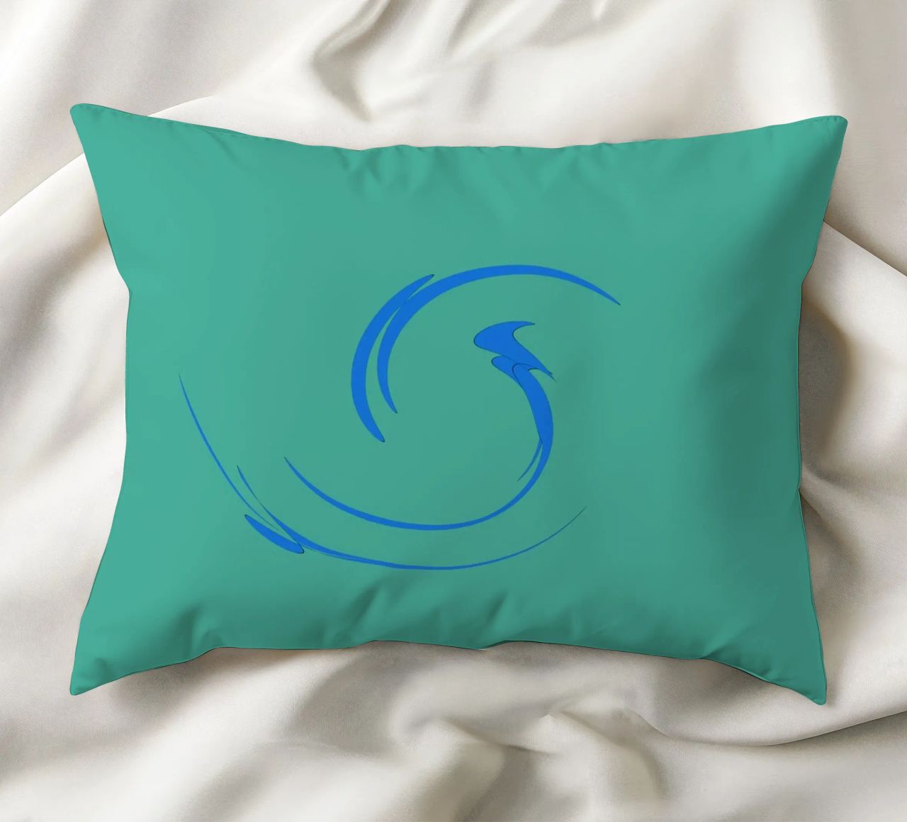 Forma dinamica circolare astratta in blu cuscino da Something for you
