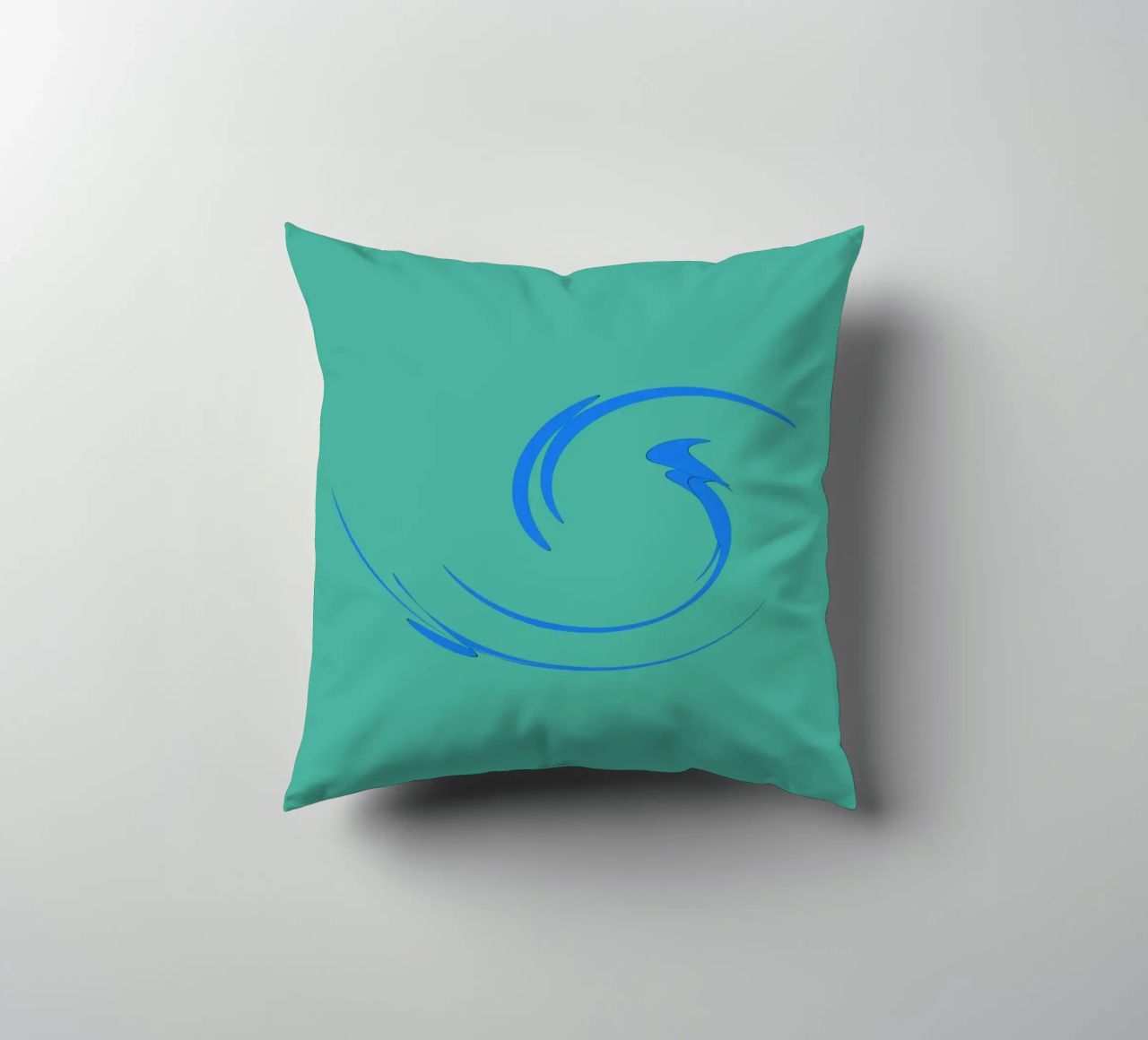 Forma dinamica circolare astratta in blu cuscino da Something for you