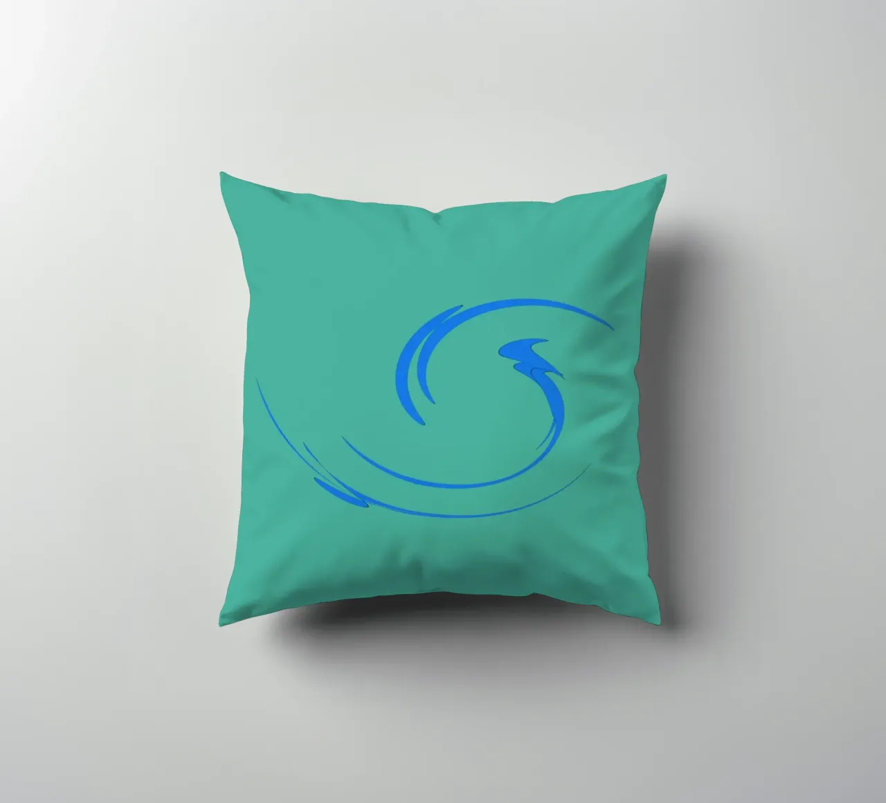Abstrakte kreisrunde dynamische Form in Blau Kissen von Something for you