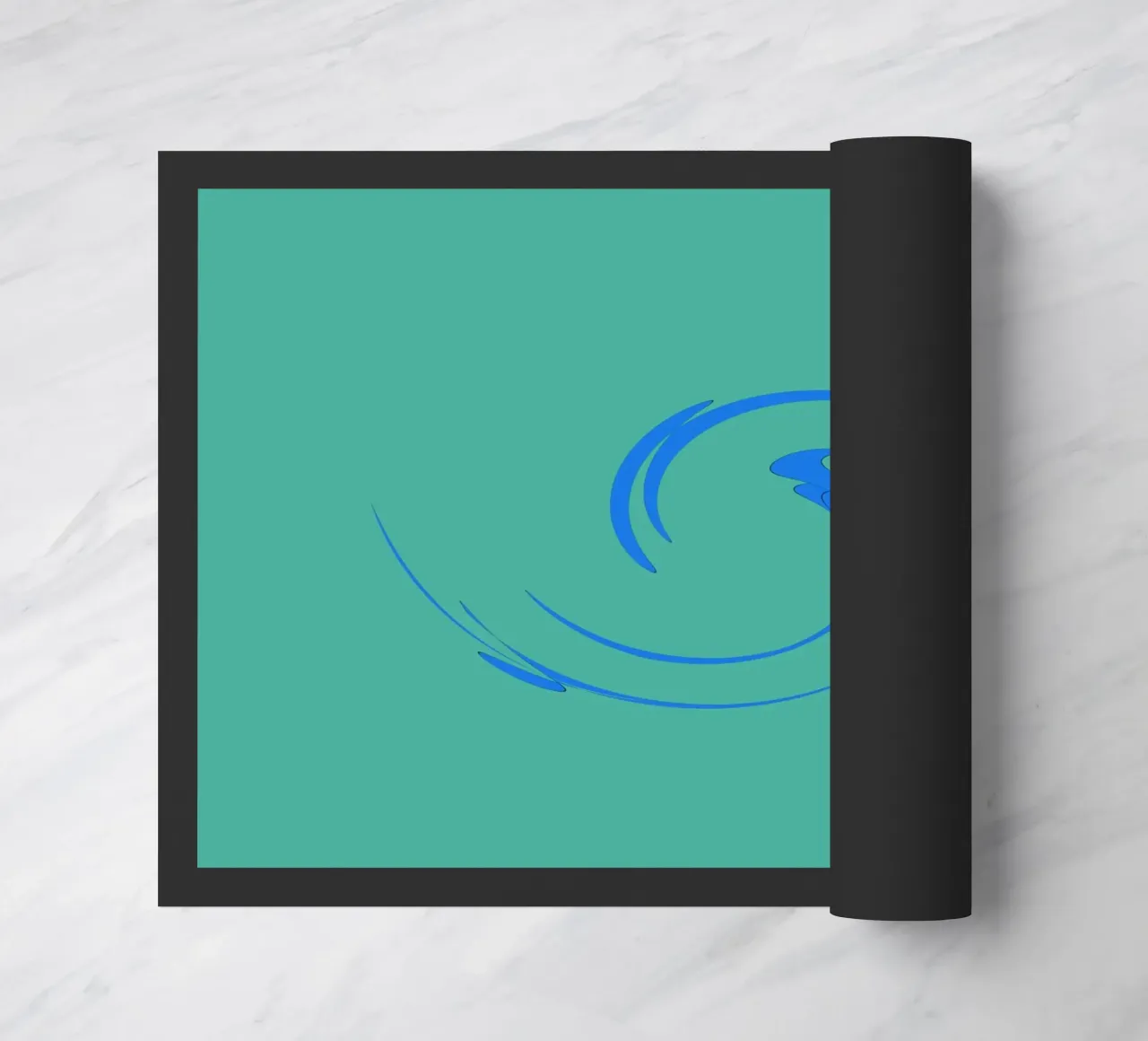 Abstract circular dynamic shape in blue doormat by Something for you