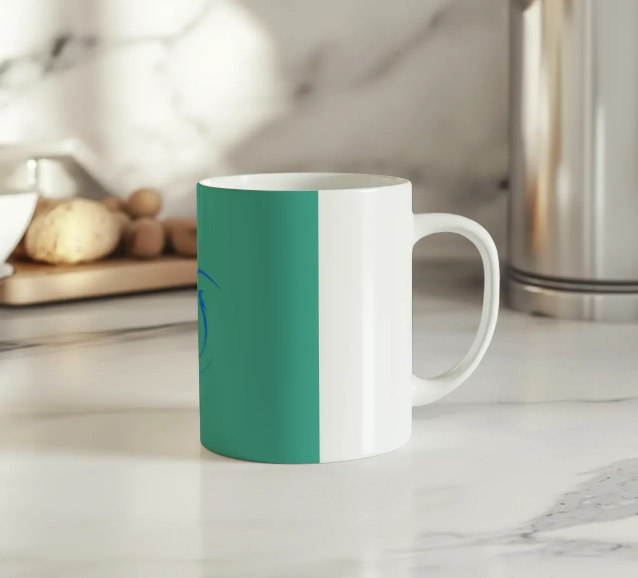 Abstract circular dynamic shape in blue ceramic mug by Something for you