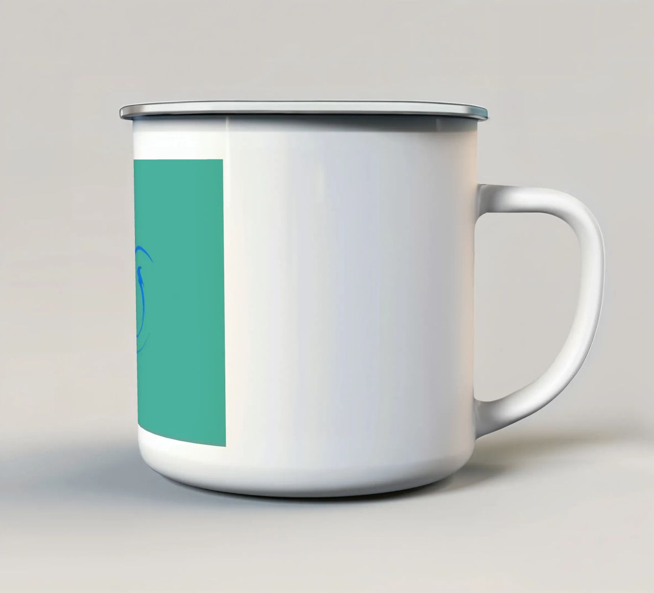 Abstract circular dynamic shape in blue enamel mug by Something for you