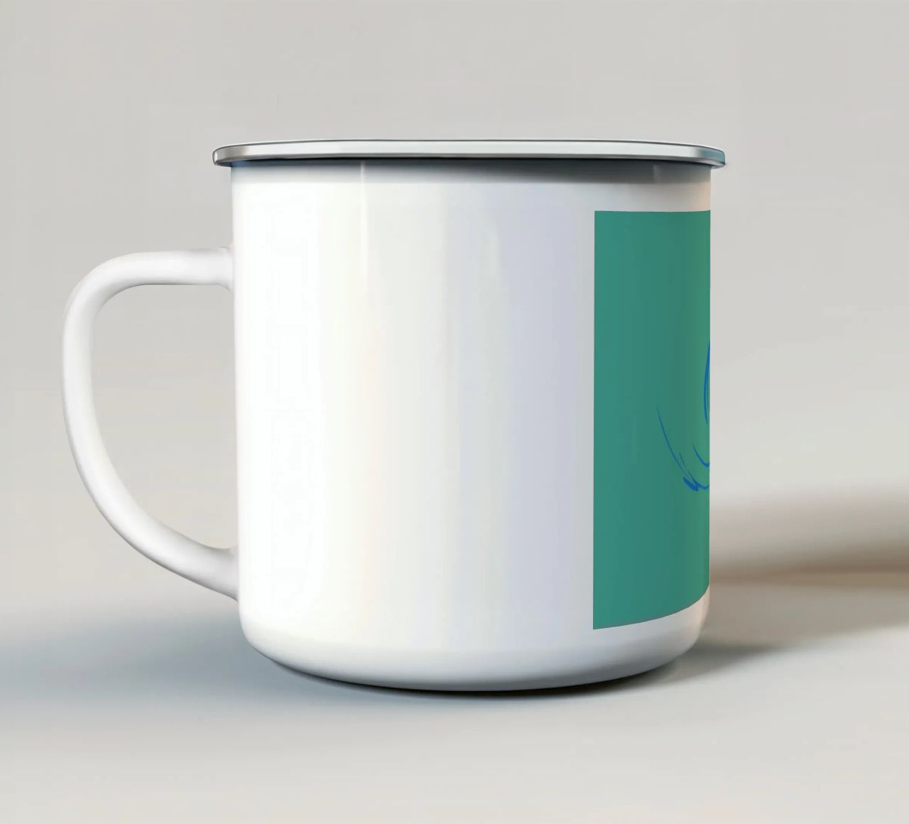 Abstract circular dynamic shape in blue enamel mug by Something for you