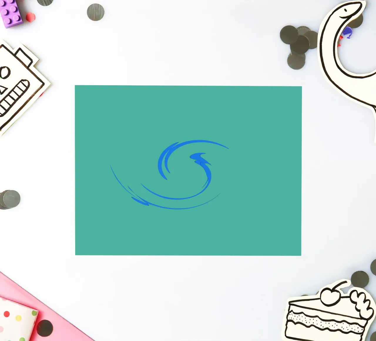 Abstract circular dynamic shape in blue sticker by Something for you