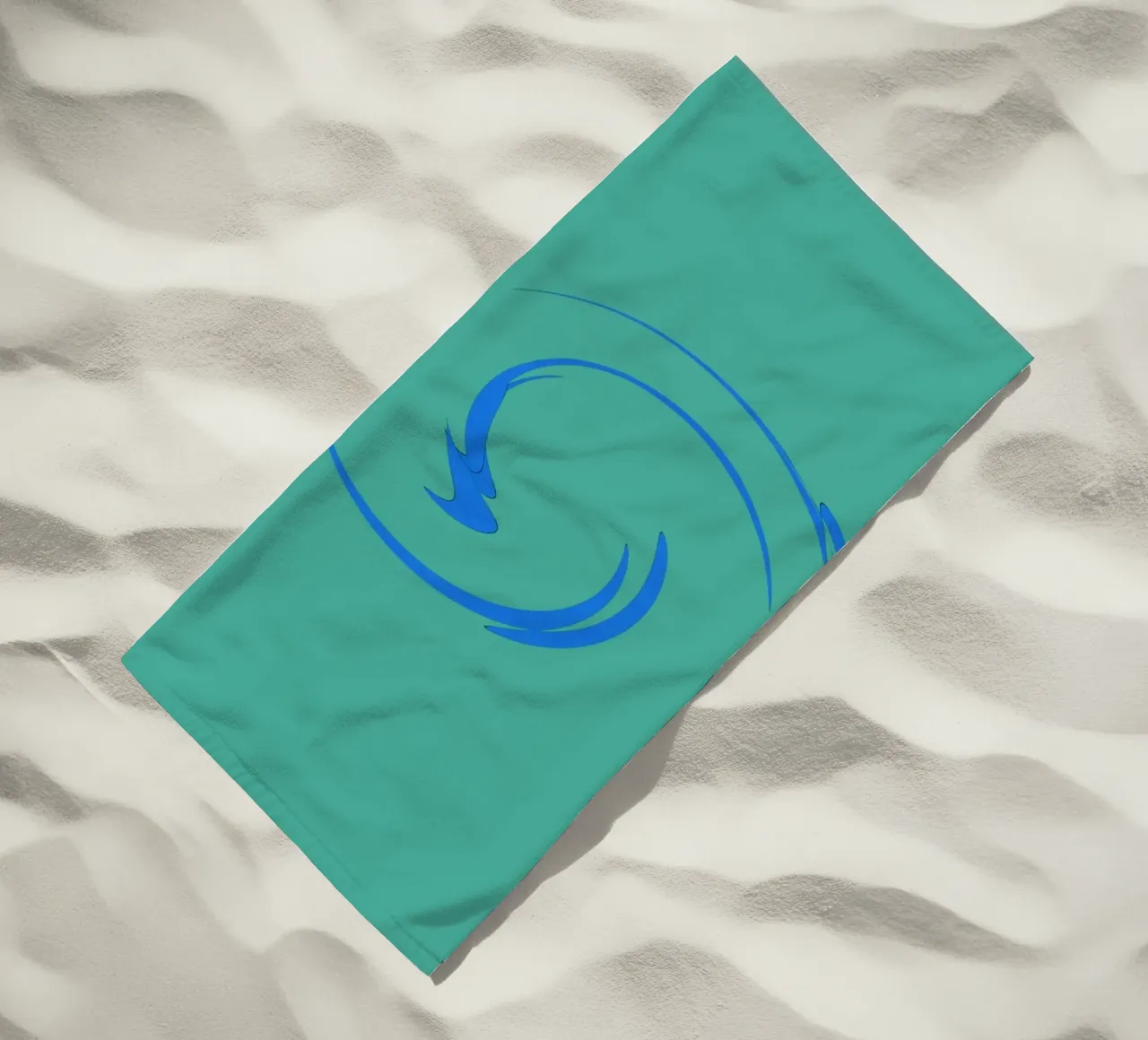 Abstract circular dynamic shape in blue beach towel by Something for you