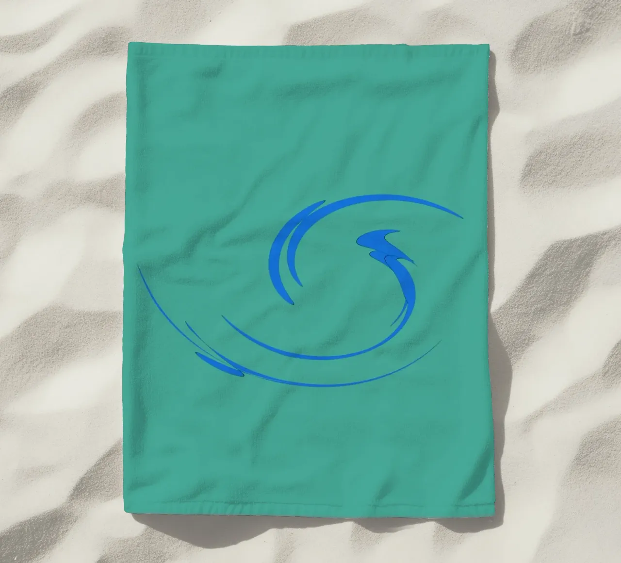 Abstract circular dynamic shape in blue beach towel by Something for you