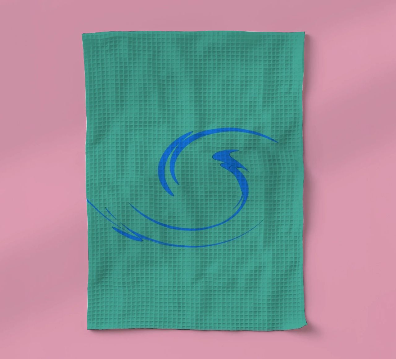 Abstract circular dynamic shape in blue tea towel by Something for you
