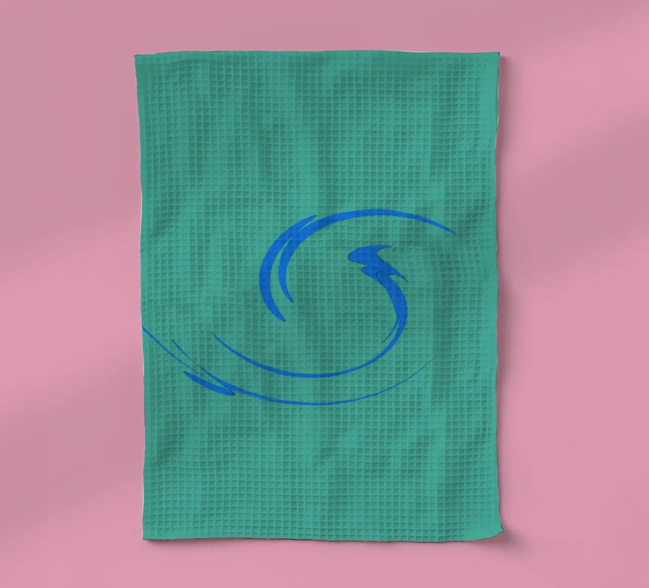 Abstract circular dynamic shape in blue tea towel by Something for you