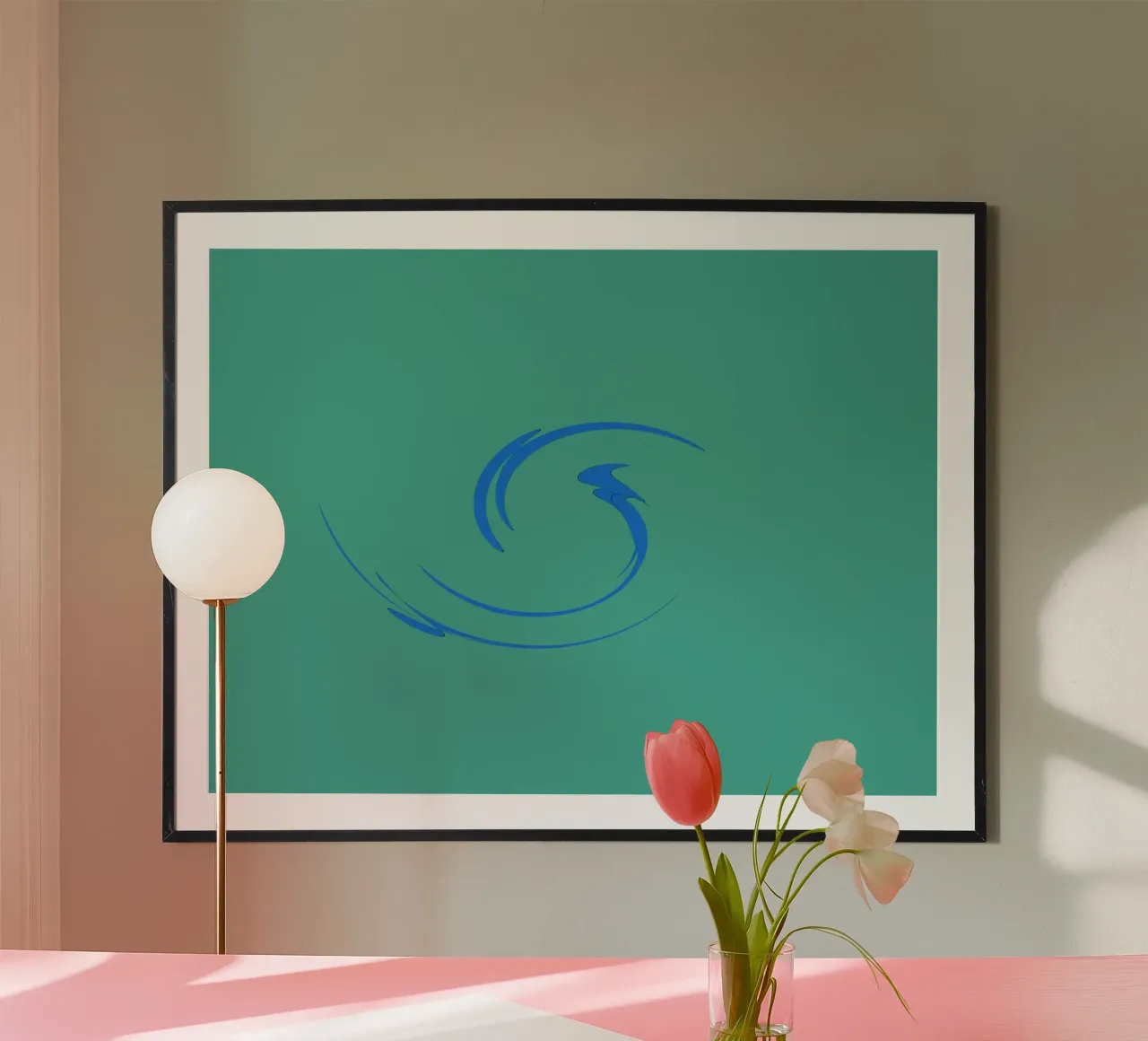 Abstract circular dynamic shape in blue hahnemühle by Something for you