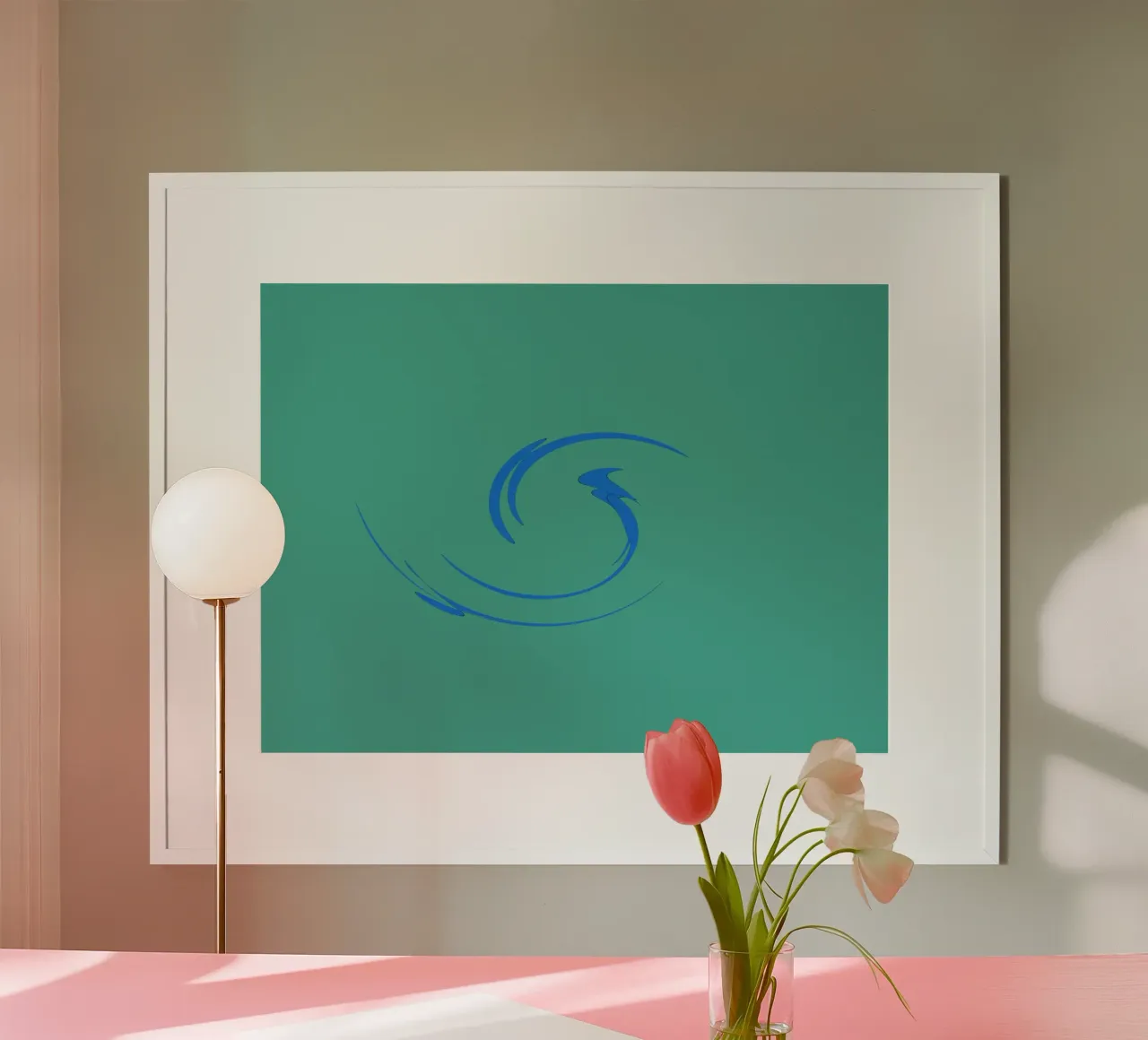 Abstract circular dynamic shape in blue hahnemühle by Something for you