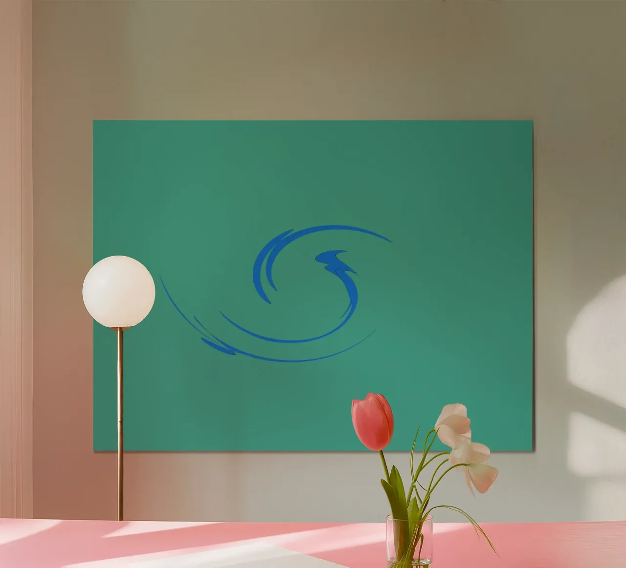 Abstract circular dynamic shape in blue hahnemühle by Something for you