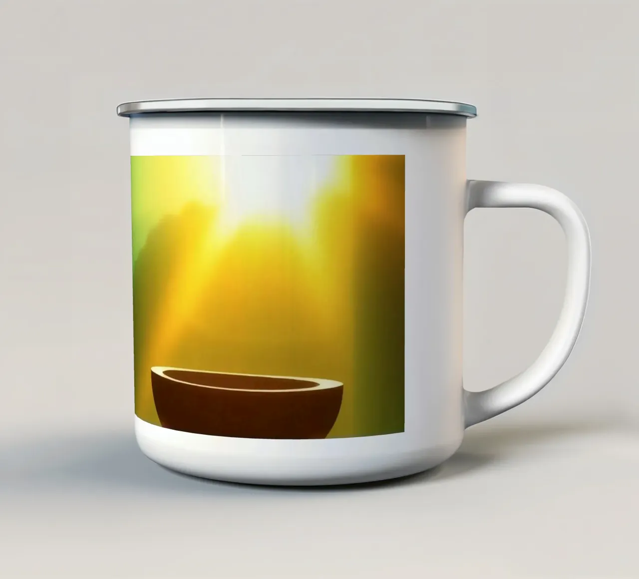 Un bellissimo tramonto visto attraverso un moderno spazio interno tazza in smalto da DesignDoodle