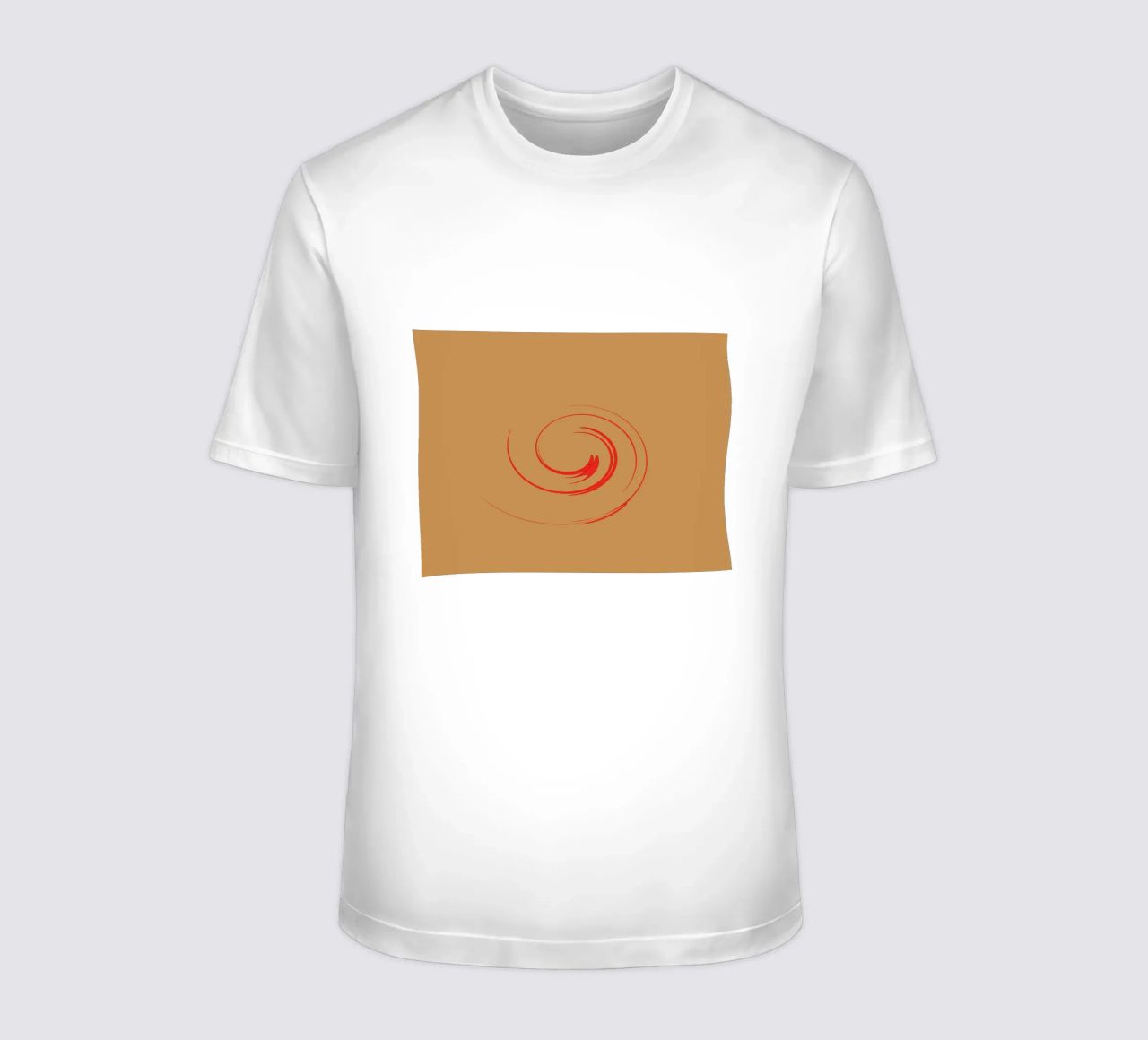 Abstract circular dynamic shape in red and orange t-shirt by Something for you