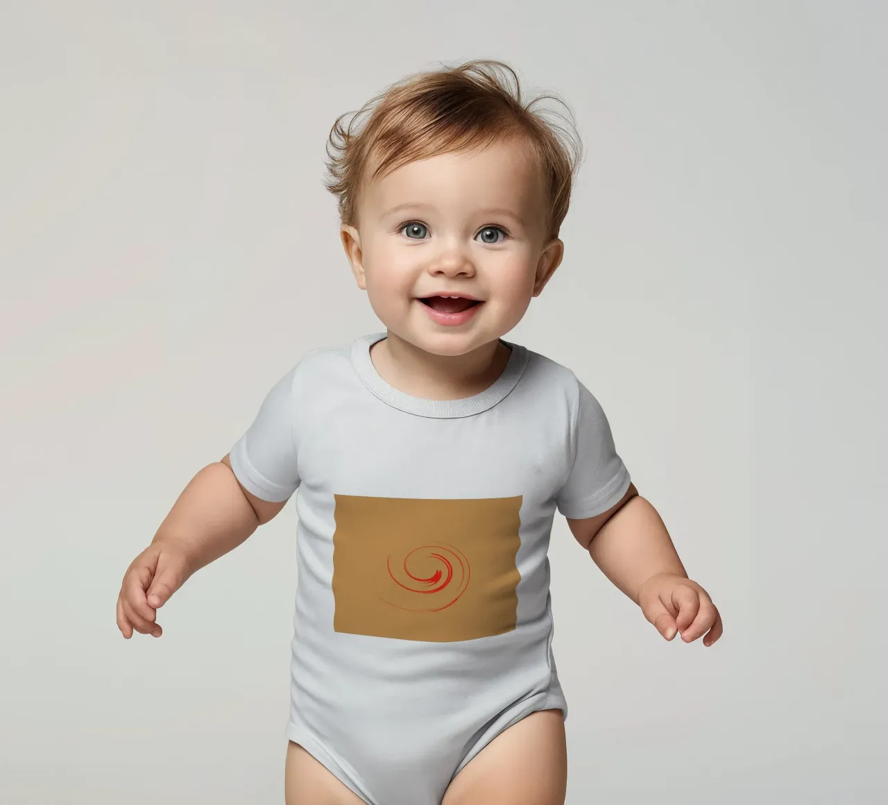 Abstract circular dynamic shape in red and orange short-sleeve baby romper by Something for you