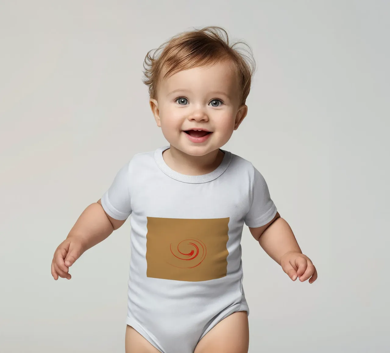 Forme dynamique circulaire abstraite en rouge et orange body bébé de Something for you