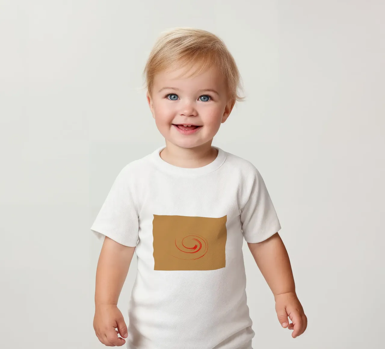 Abstract circular dynamic shape in red and orange baby t-shirt by Something for you