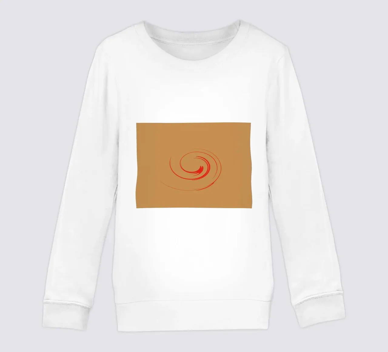 Abstract circular dynamic shape in red and orange kids sweatshirt by Something for you