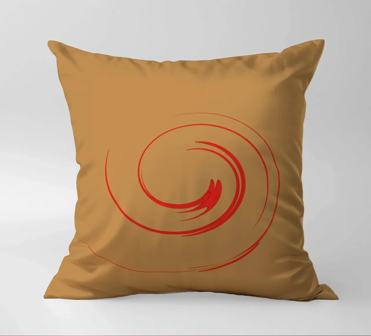 Abstract circular dynamic shape in red and orange decorative cushion by Something for you