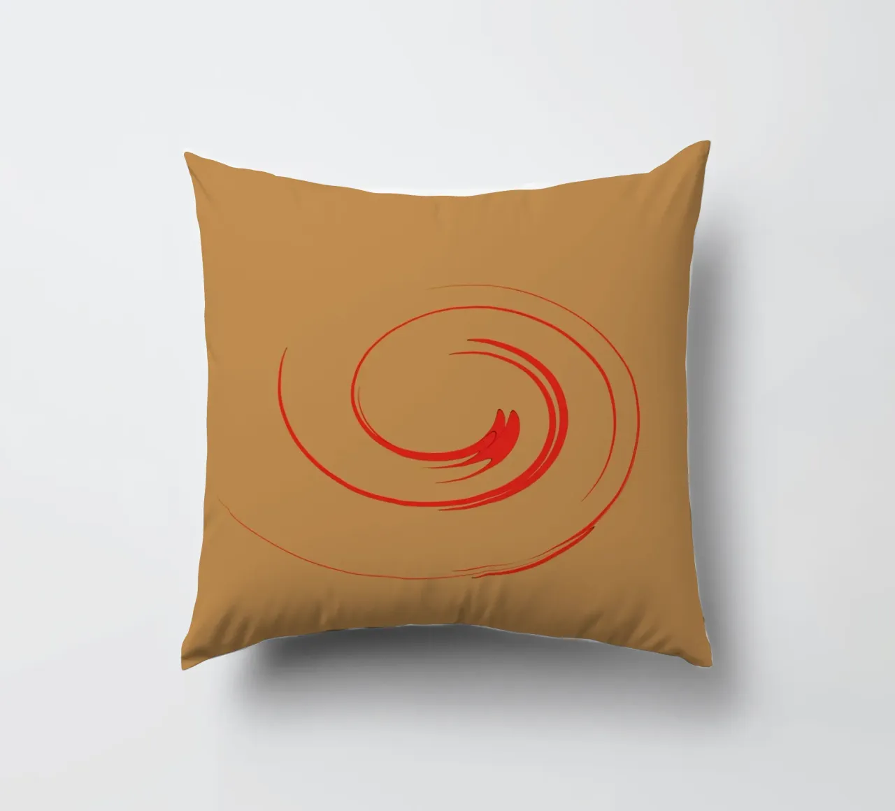 Forme dynamique circulaire abstraite en rouge et orange coussin de Something for you
