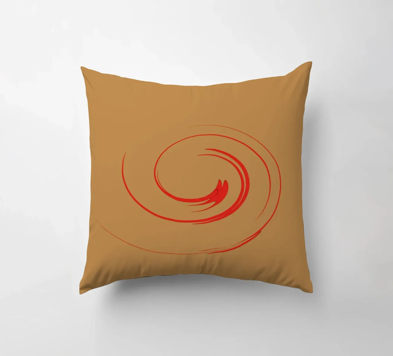 Abstract circular dynamic shape in red and orange decorative cushion by Something for you