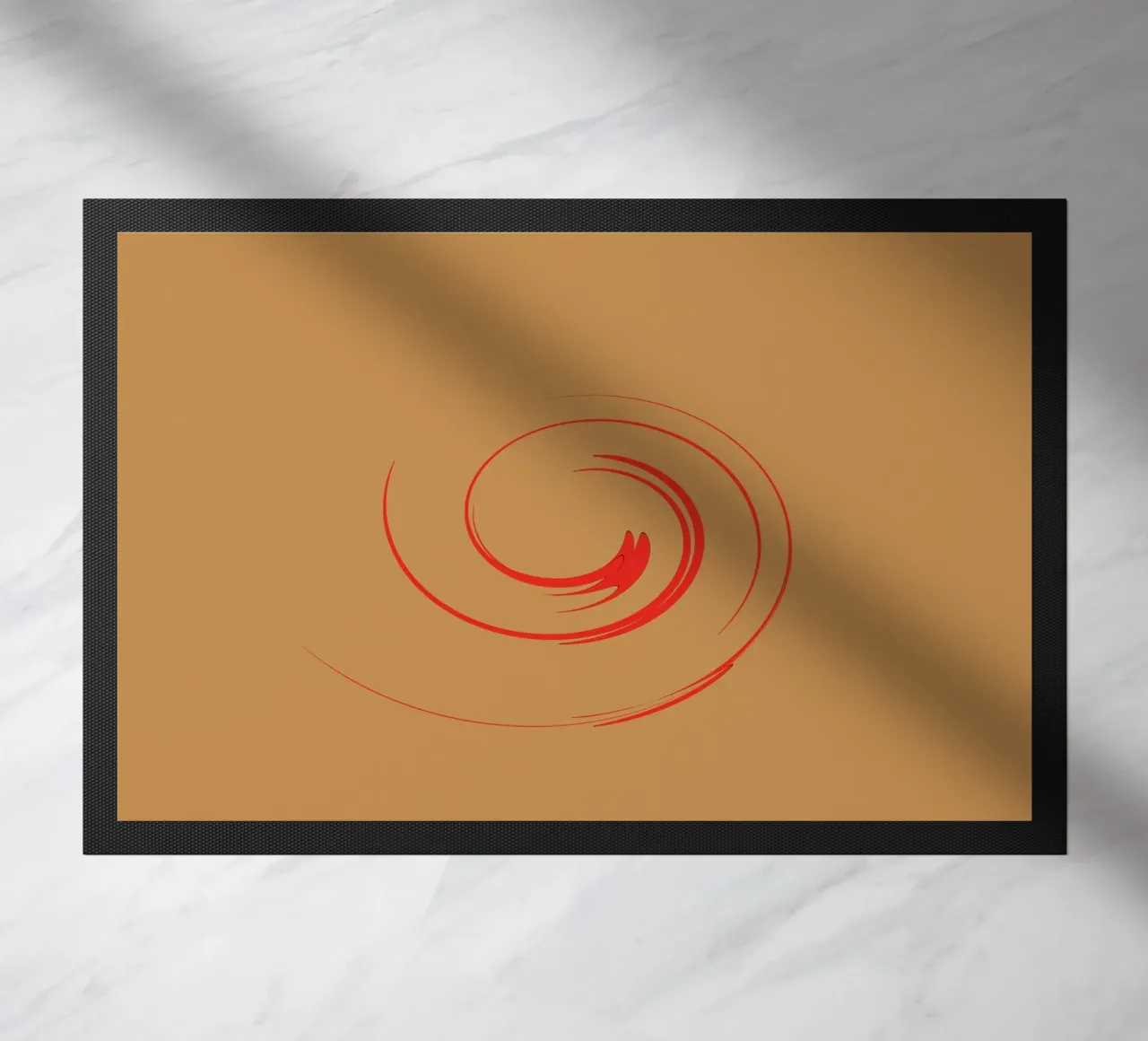 Abstract circular dynamic shape in red and orange doormat by Something for you