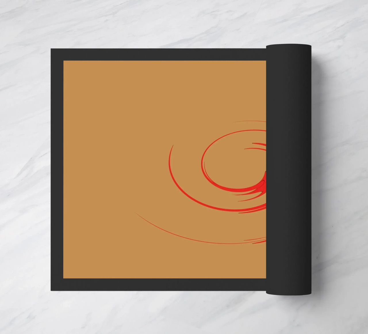 Abstract circular dynamic shape in red and orange doormat by Something for you