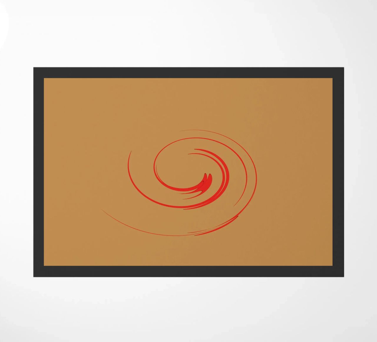 Abstract circular dynamic shape in red and orange doormat by Something for you
