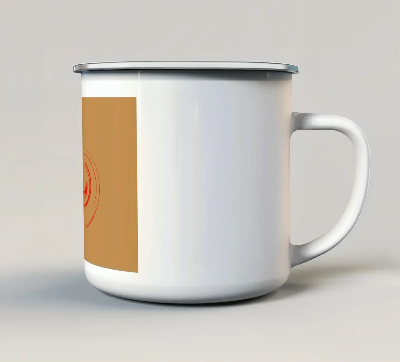 Abstrakte kreisrunde dynamische Form in Rot und Orange Emaille Tasse von Something for you