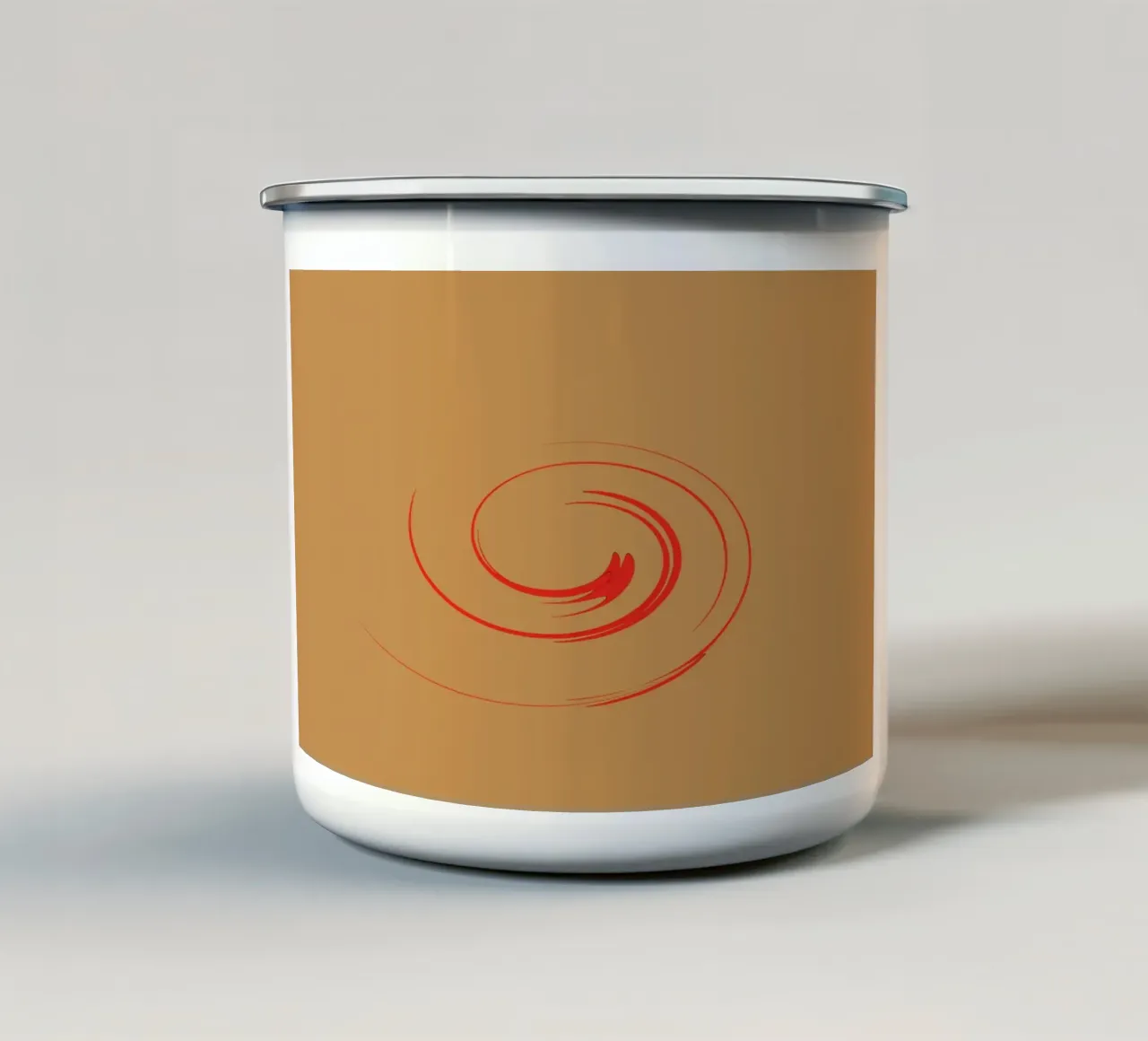 Abstrakte kreisrunde dynamische Form in Rot und Orange Emaille Tasse von Something for you