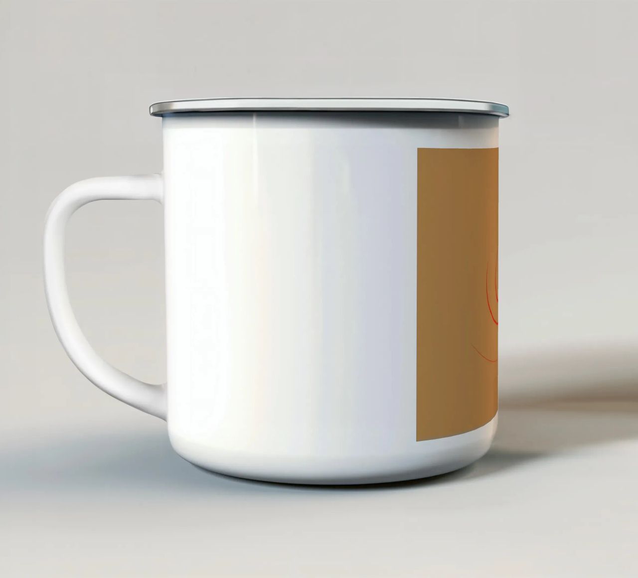 Abstract circular dynamic shape in red and orange enamel mug by Something for you