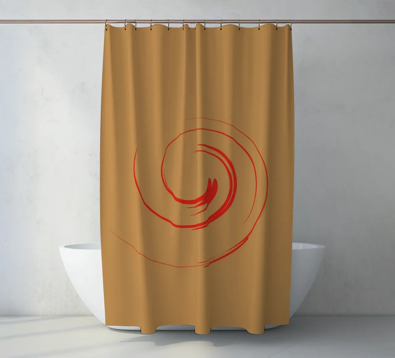 Abstract circular dynamic shape in red and orange shower curtain by Something for you