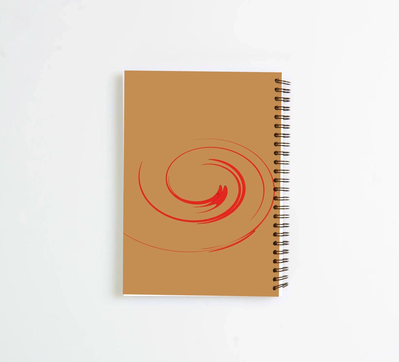 Abstract circular dynamic shape in red and orange spiral notebook by Something for you