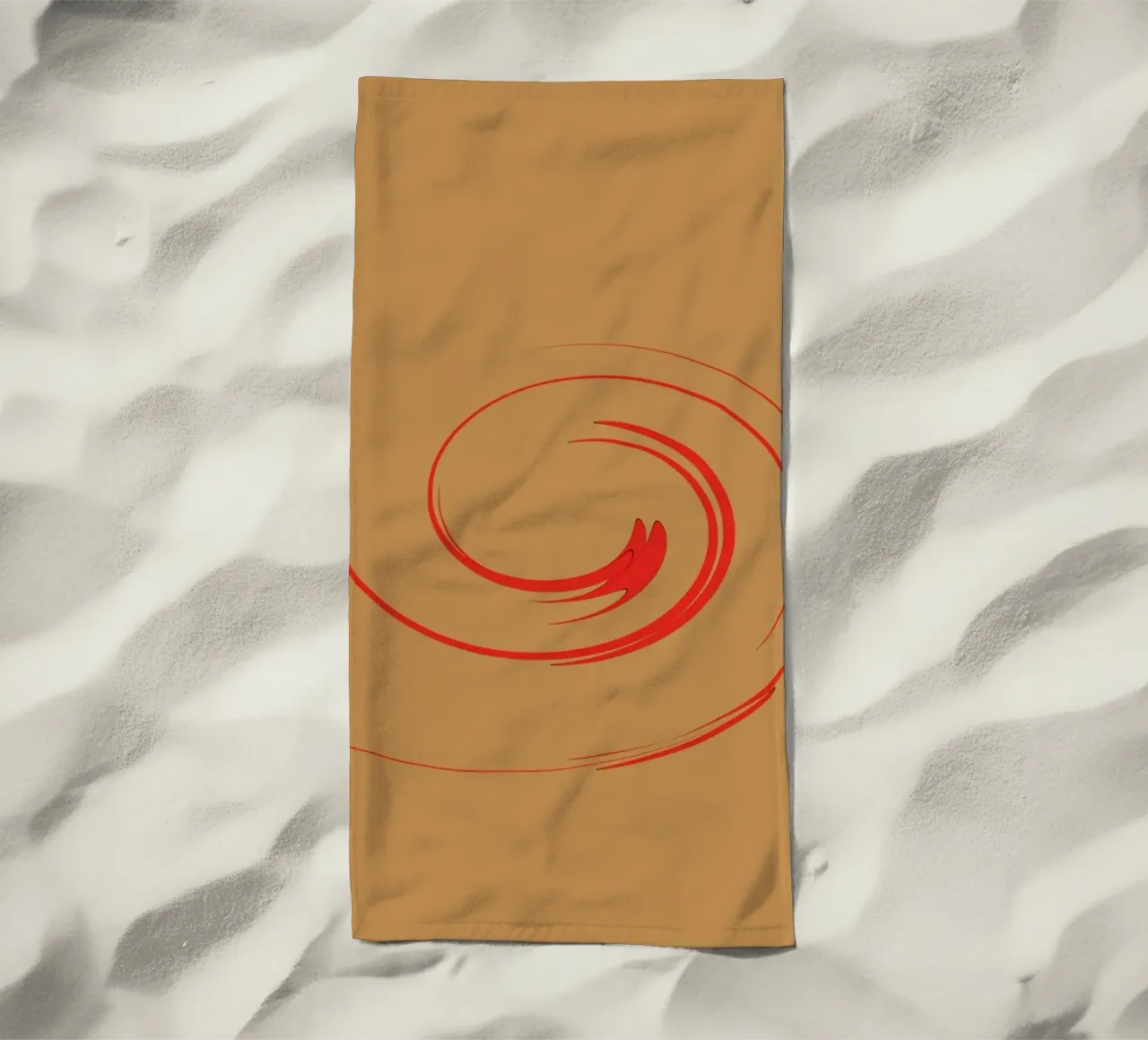 Forma dinamica circolare astratta in rosso e arancione telo mare da Something for you