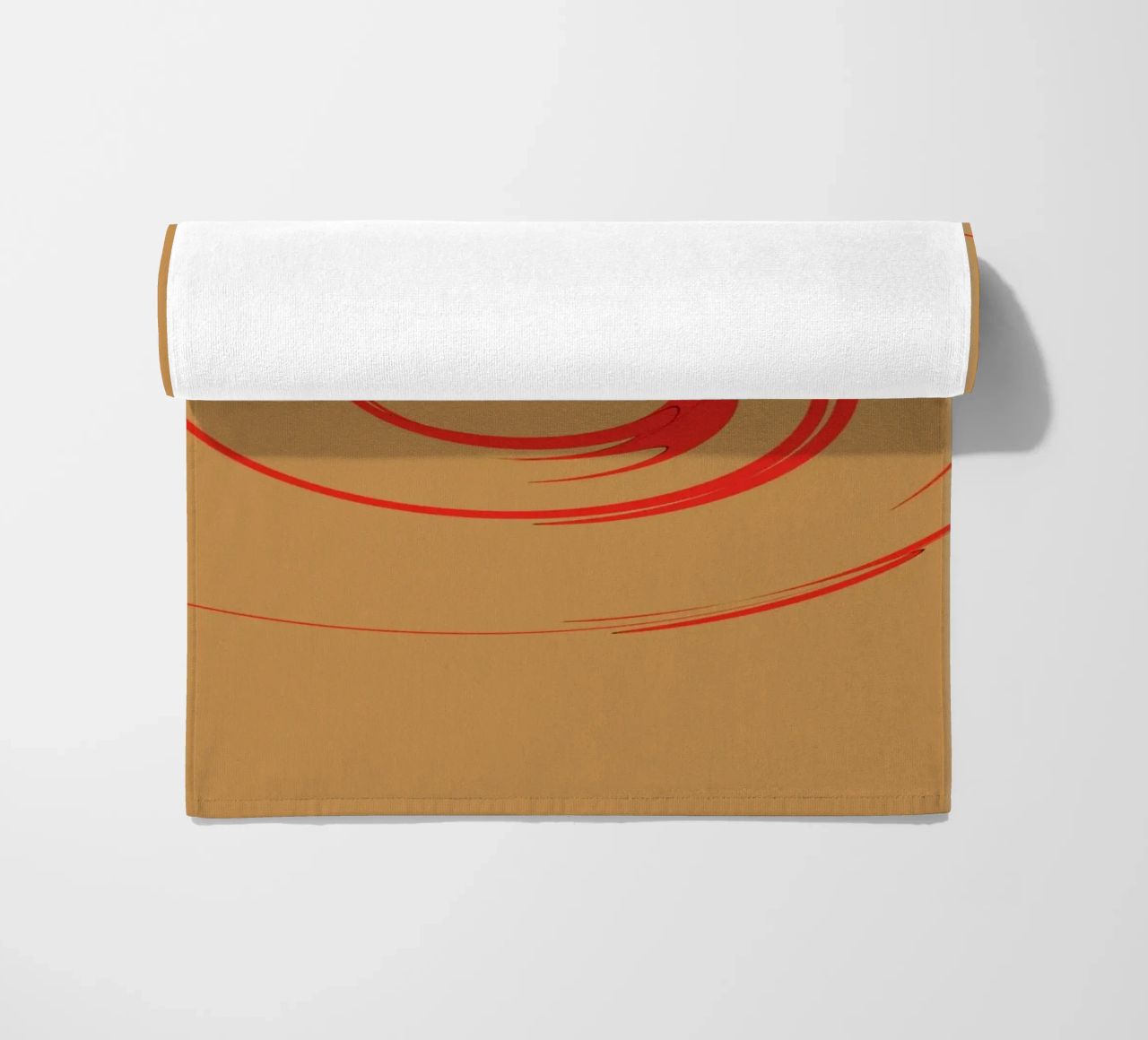 Abstract circular dynamic shape in red and orange beach towel by Something for you