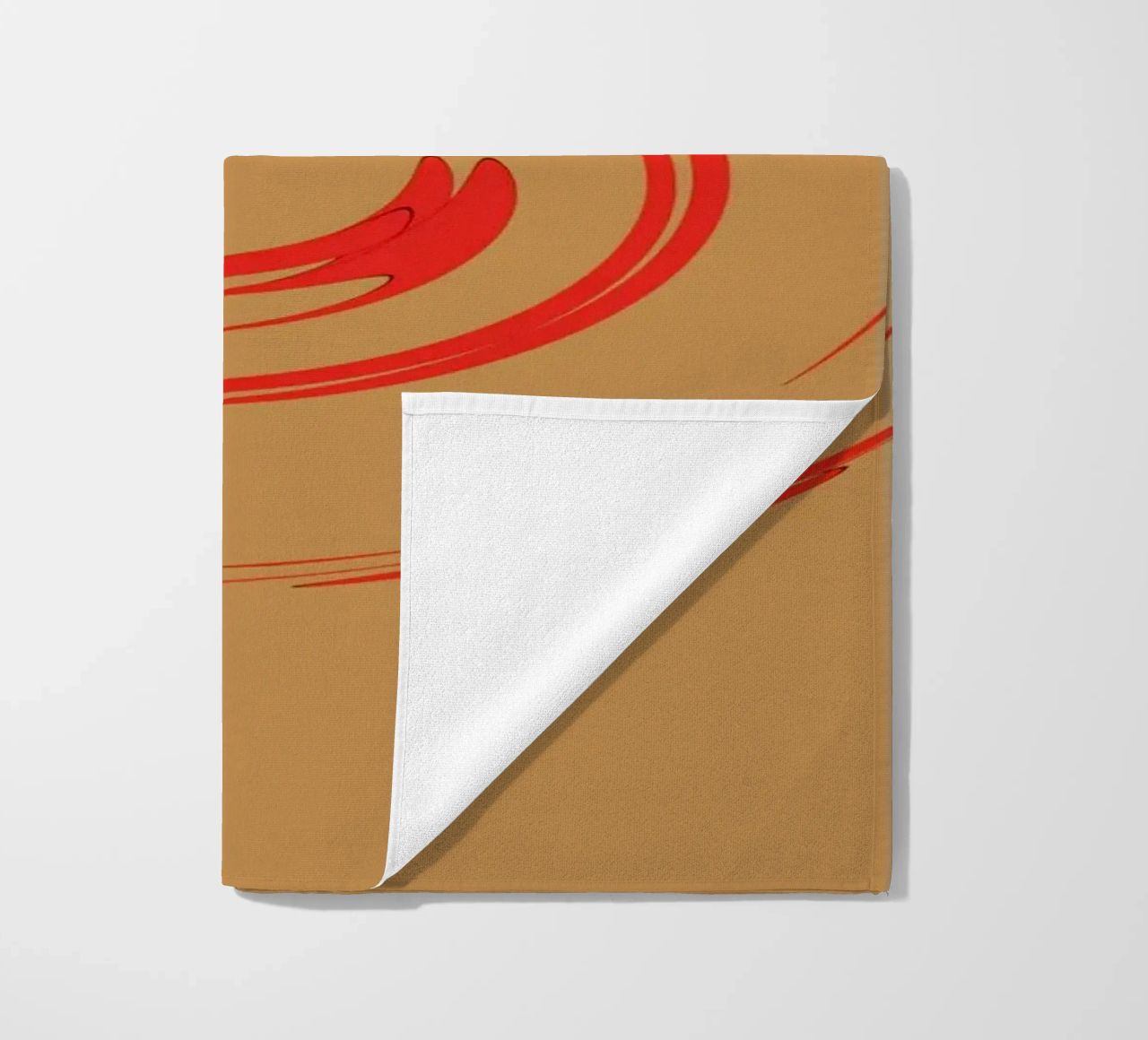 Abstract circular dynamic shape in red and orange beach towel by Something for you
