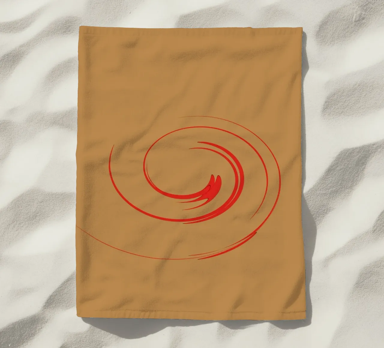 Forma dinamica circolare astratta in rosso e arancione telo mare da Something for you