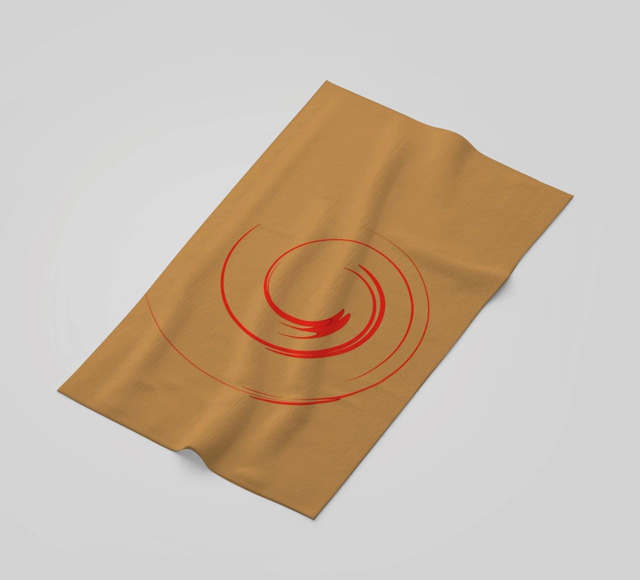 Abstract circular dynamic shape in red and orange beach towel by Something for you