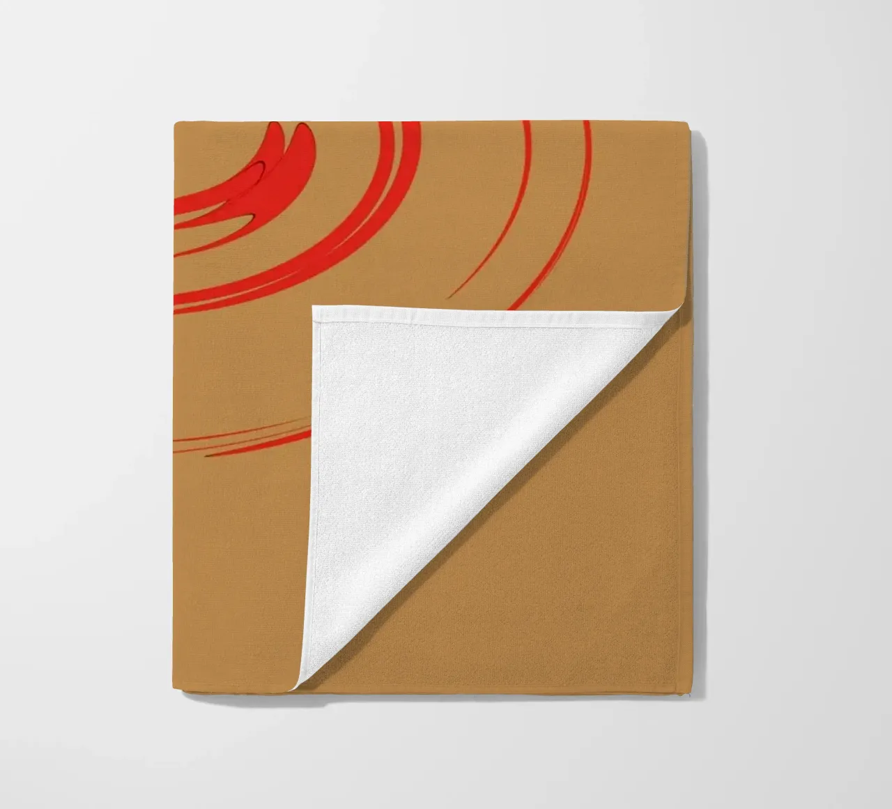 Forma dinamica circolare astratta in rosso e arancione telo mare da Something for you