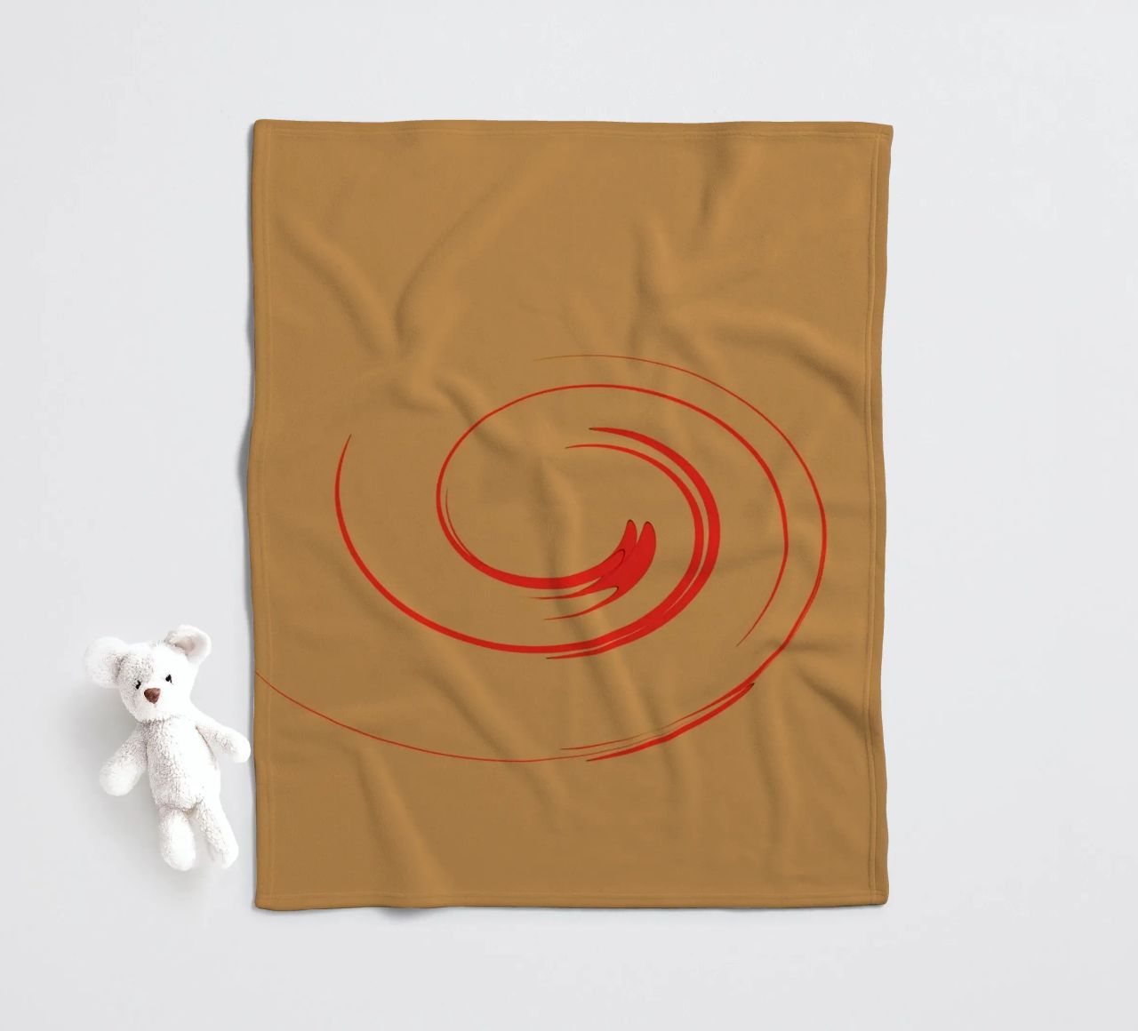 Abstract circular dynamic shape in red and orange fleece blanket by Something for you