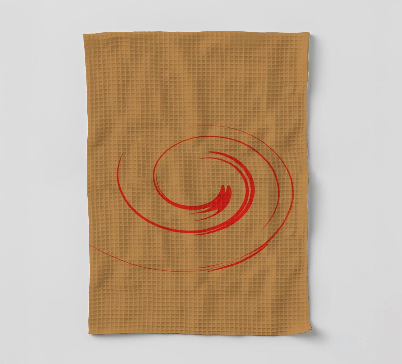 Abstract circular dynamic shape in red and orange tea towel by Something for you