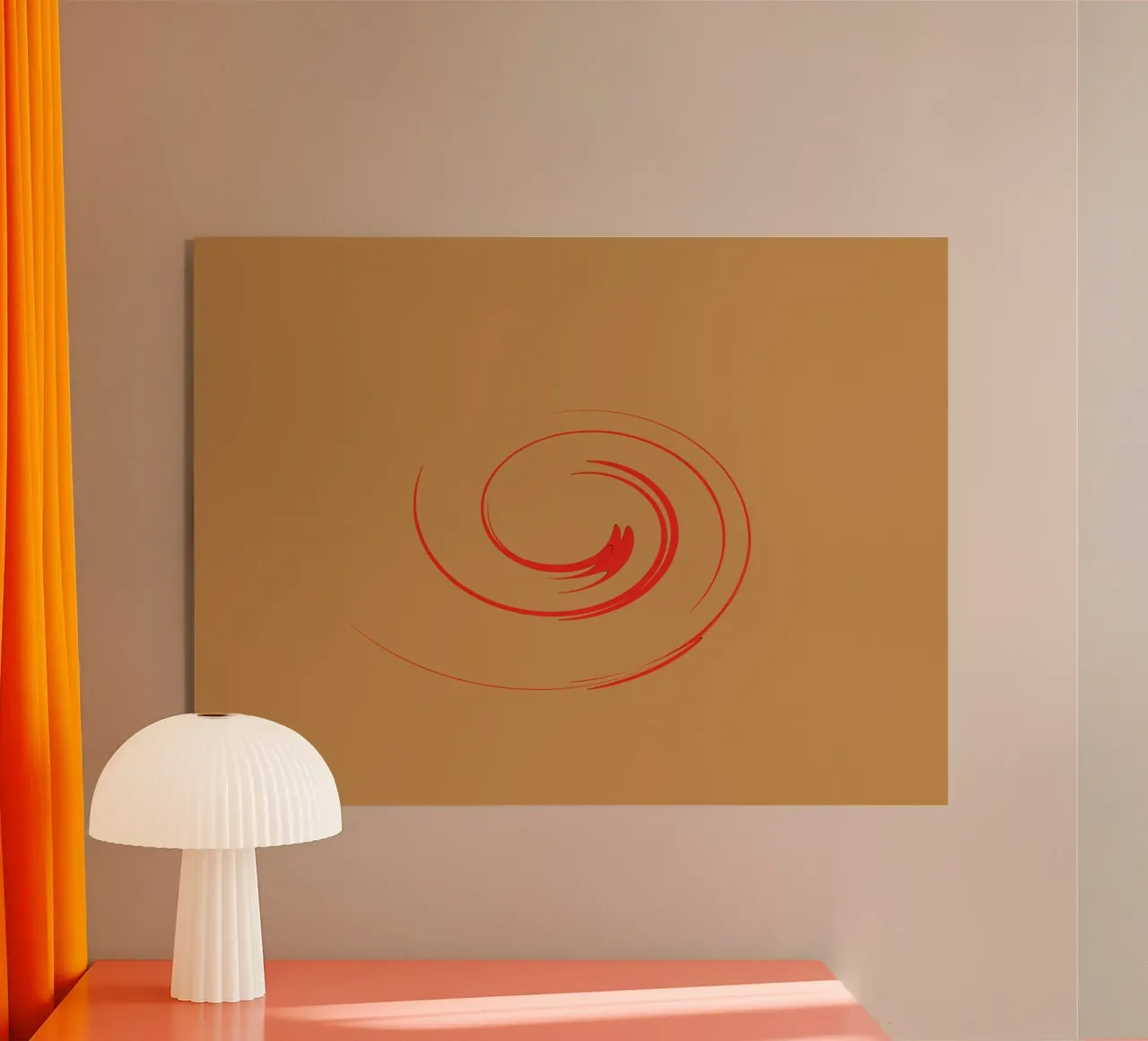 Abstract circular dynamic shape in red and orange acrylic glass by Something for you