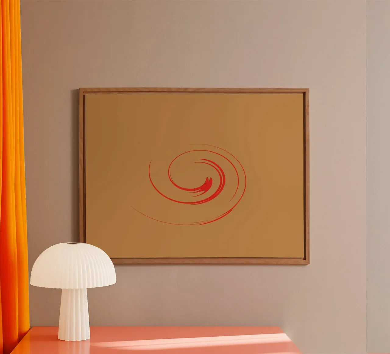 Abstract circular dynamic shape in red and orange alu-dibond by Something for you