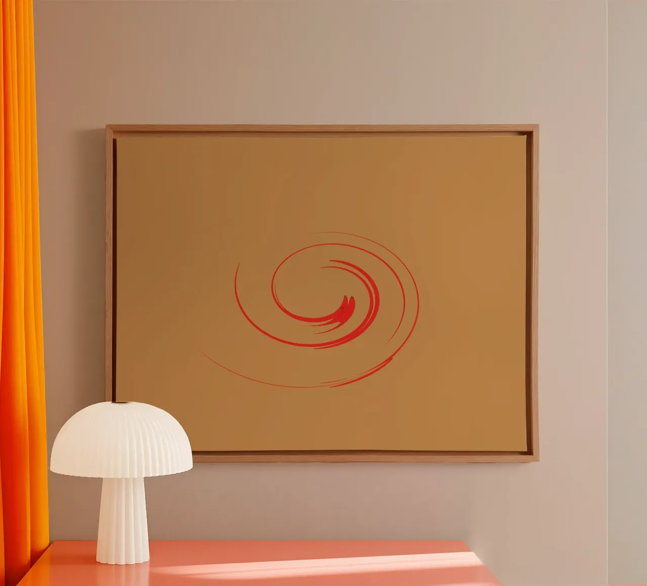 Abstrakte kreisrunde dynamische Form in Rot und Orange Leinwand von Something for you