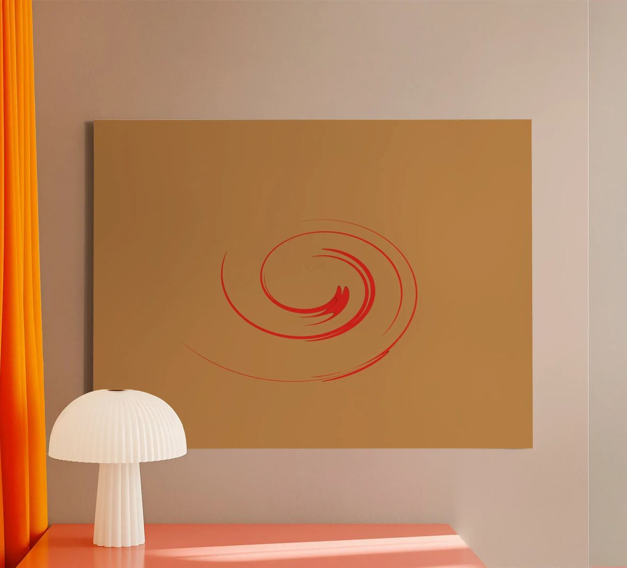Abstract circular dynamic shape in red and orange canvas by Something for you