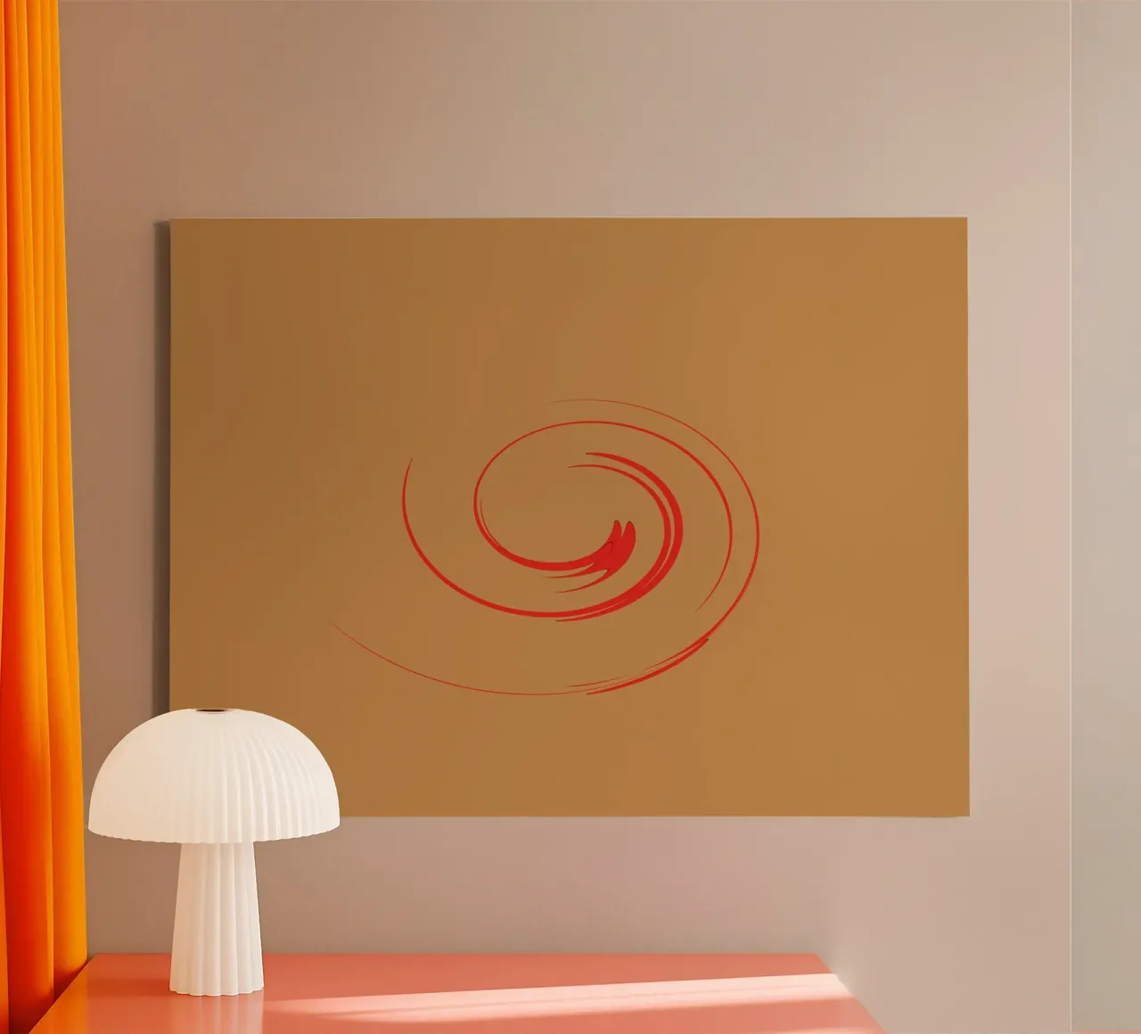 Abstrakte kreisrunde dynamische Form in Rot und Orange Leinwand von Something for you