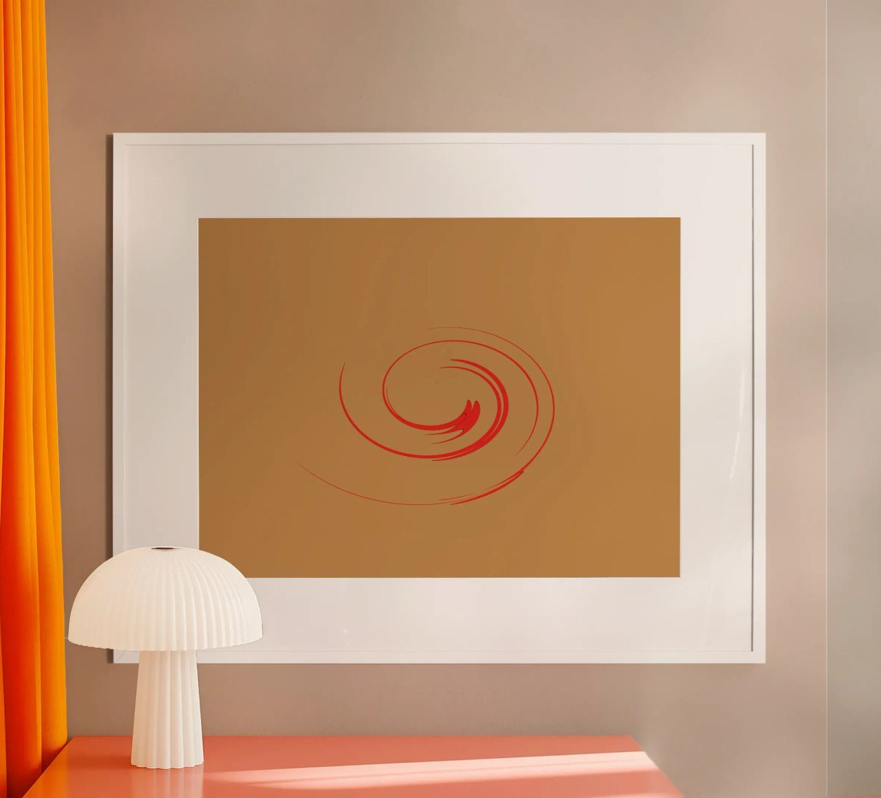 Abstract circular dynamic shape in red and orange hahnemühle by Something for you