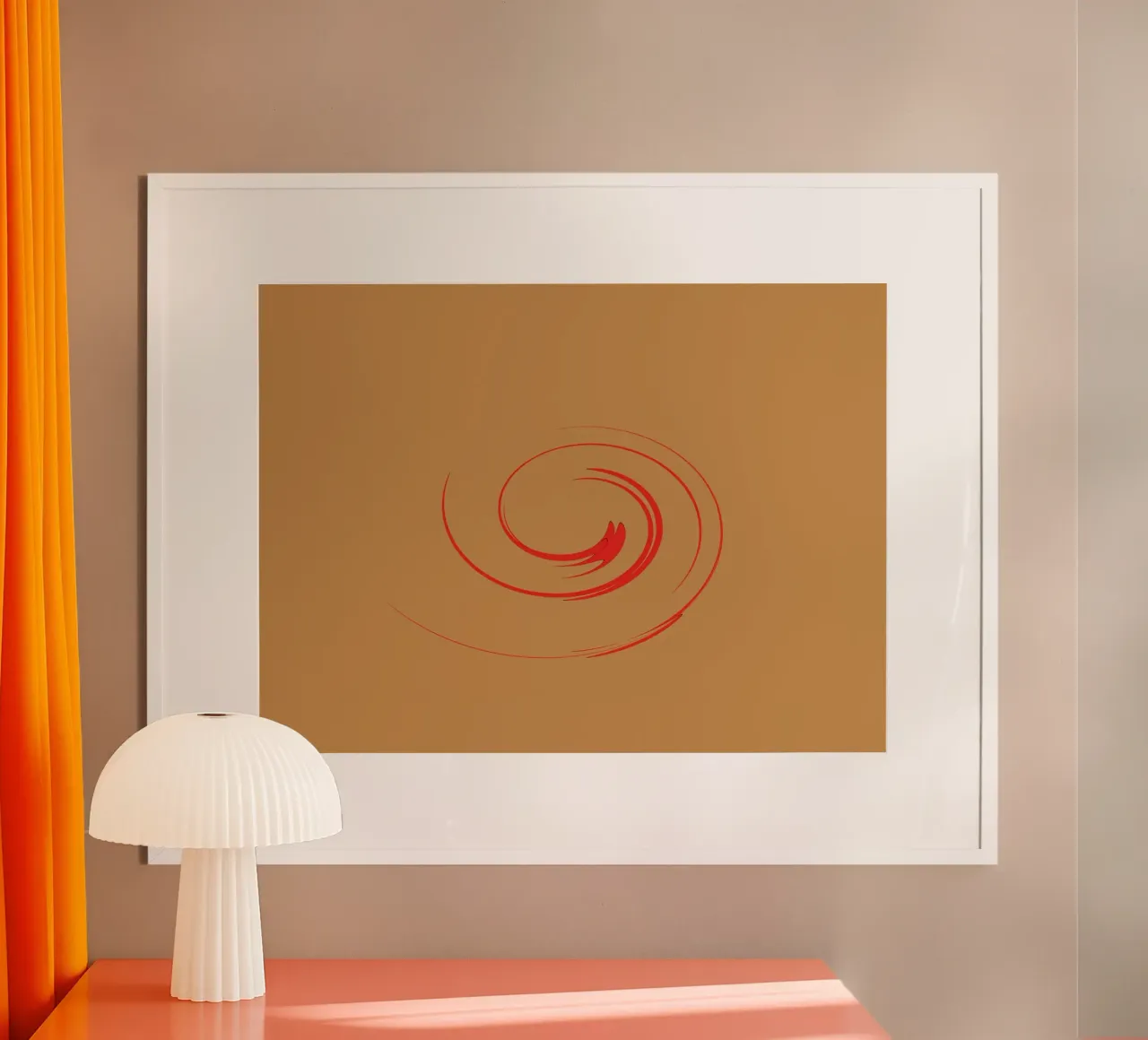Forma dinamica circolare astratta in rosso e arancione carta hahnemühle da Something for you
