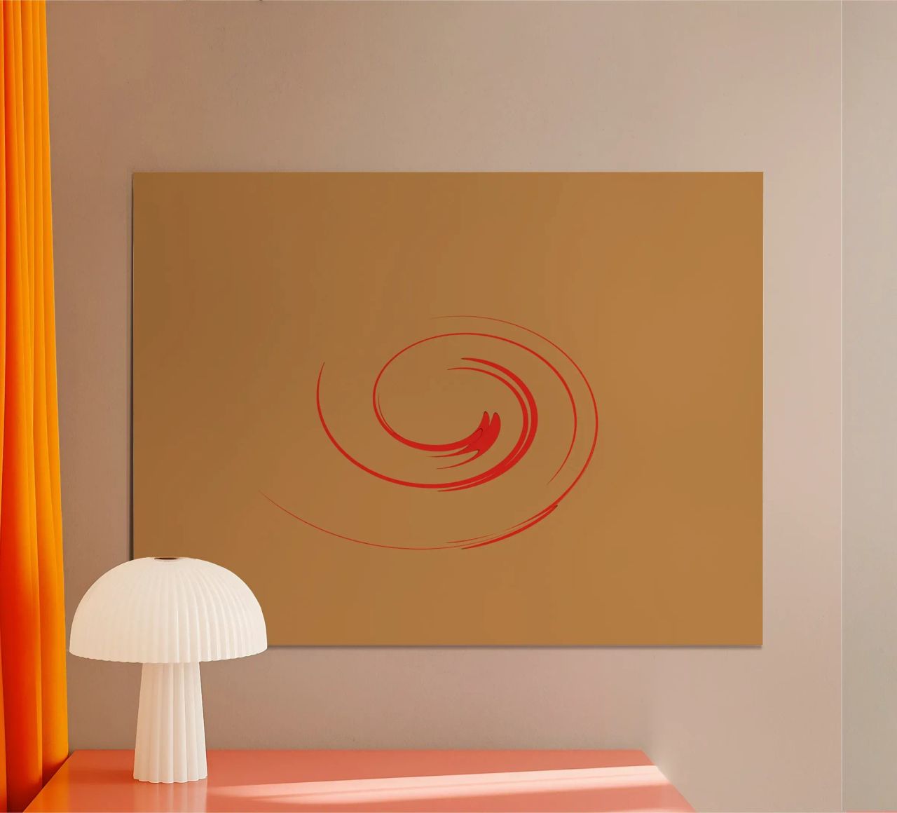 Abstract circular dynamic shape in red and orange hahnemühle by Something for you