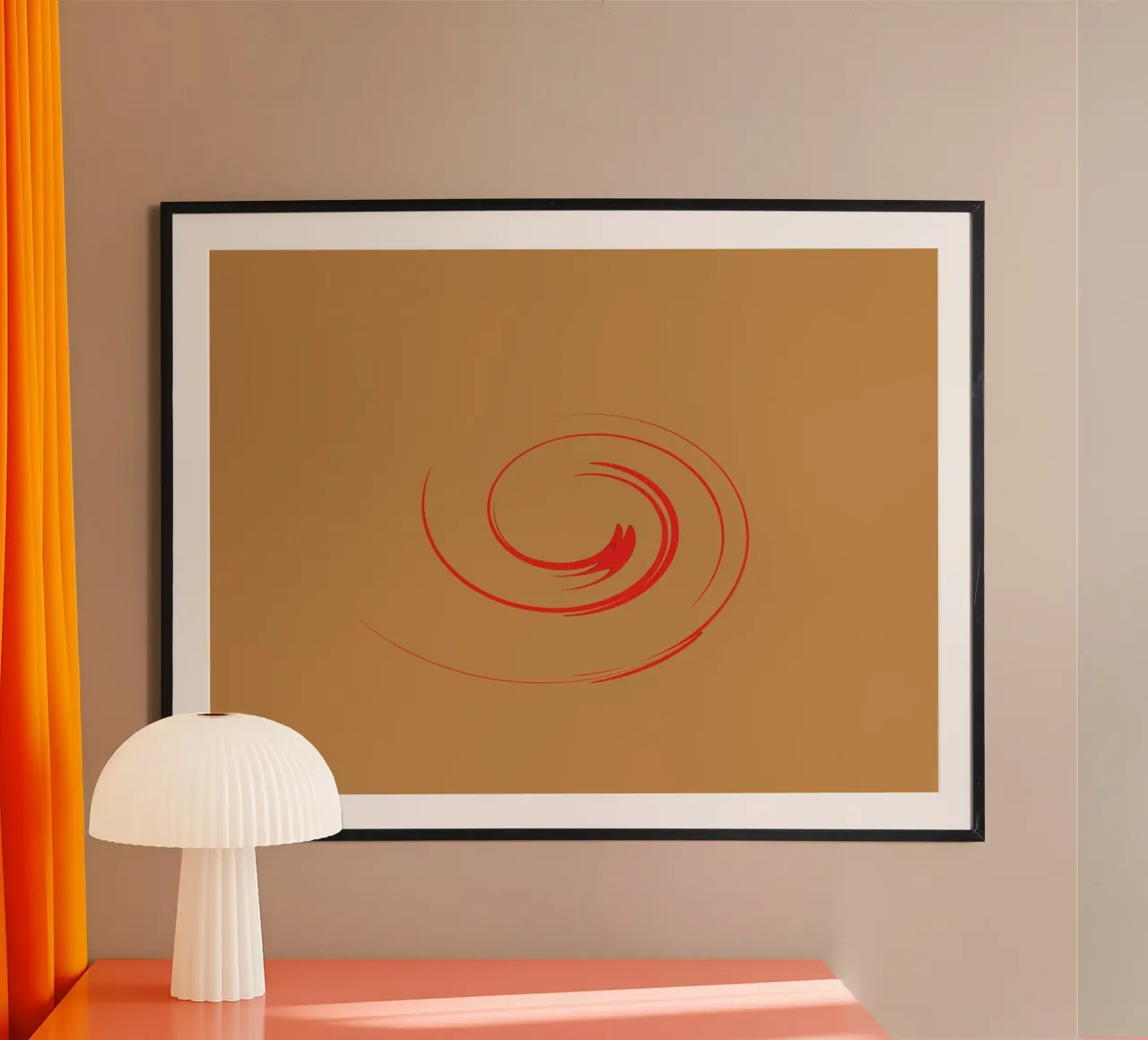 Forma dinamica circolare astratta in rosso e arancione carta hahnemühle da Something for you